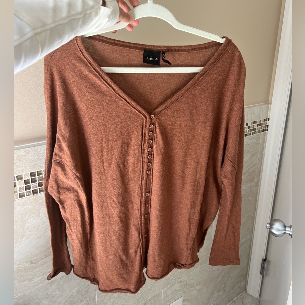 Out from under brown long sleeve shirt